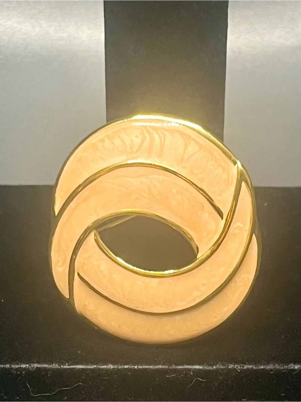 Vintage Napier peach enamel swirl brooch gold tone abstract pin